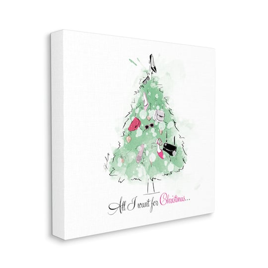 Stupell Industries All I want For Christmas Fashion Canvas Wall Art